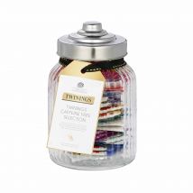 Twinings Caffeine Free Tea Selection Filled Jar - 30 Tea Bags - Small Ribbed Glass Jar - Filled With Decaffeinated (Decaf) Tea - Decaffeinated Tea Gif