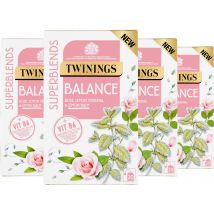 Twinings Superblends - Balance - Rose & Lemon Green Tea Infusion - Added Vitamin B6 - Health Tea Drink 4 x 20 Tea Bags