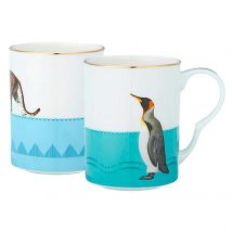 Yvonne Ellen Penguin & Cheetah - Set of 2 Mugs - Quirky Animal Mug - Teaware - Tea for Two Set