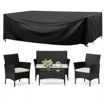 4 Piece Rattan Patio Set Outdoor Garden Furniture Table Chairs with Protective Cover Black