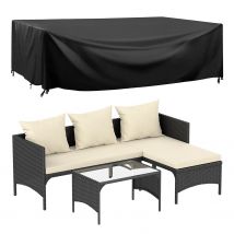 3 Pieces Garden Lounge Sofa Set Rattan Furniture with Cushions Protective Cover Black