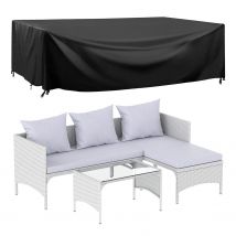 3 Pieces Garden Lounge Sofa Set Rattan Furniture with Cushions Protective Cover Grey