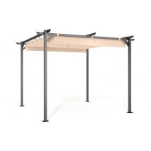 3x3M Outdoor Retractable Pergola with Canopy Patio Metal Shelter for Garden Gazebo Beige