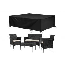 4 Piece Rattan Patio Set Outdoor Garden Furniture Table Chairs with Protective Cover Black