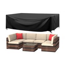 6 Seater Garden Furniture Outdoor PE Rattan Patio Corner Sofa Set with Protection Cover Brown