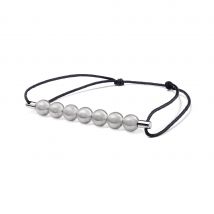 13g Brushed Sterling Silver 7 Beads Cord Bracelet