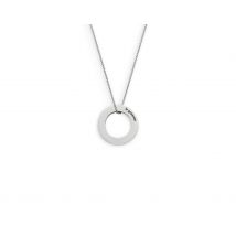 2.5g Round Polished & Brushed Sterling Silver Necklace