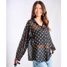Black Foil Chiffon Oversize Shirt | Size: 10