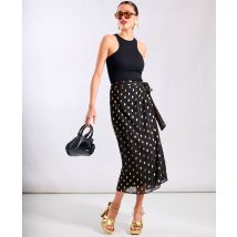 Black Foil Wrap Midi Skirt | Size: 10