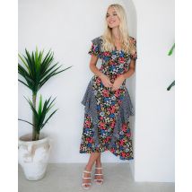 Multicoloured Ruffle Mix and Match Midi Dress | Size: 8