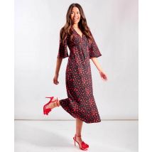 Red Heart Printed Midi Dress | Size: 10