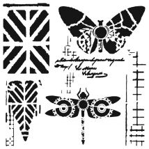 12x12 Stencil Dragonfly Collage