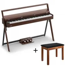 Donner OURA™ R300 88-Tasten Graded-Hammer Digitalpiano – 2×15 W, Bluetooth MIDI + Audio, Halbdämpfung, 256-fache Polyphonie, Hellholz-Optik, Grau-Braun / Klavier + Bank