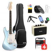 Donner DST-152 39″ E-Gitarre Starter-Set mit HSS-Pickup, Coil-Split, Verstärker & Zubehör, DST-152R / Gitarre