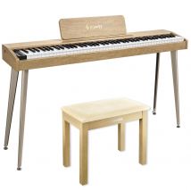 Donner DDP-60 Digitalpiano - Helle Holzfarbe / Piano + Klavierbank Helles Holz