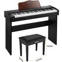 Eastar EK-10S Elektronisches Keyboard 61 Tasten Klassisches Holz Digitalpiano Keyboard - Keyboard + Klavierhocker