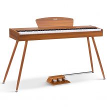 Donner DDP-80 Digital-Piano für Zuhause 88 gewichtete Tasten & Stilvolles Holzdesign mit 3 Pedale - Natürlich / Piano