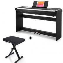 Donner DEP-10 Digitalpiano mit 88 halbgewichteten Tasten Keyboard Set - Piano + X-Förmig Klavierhocker