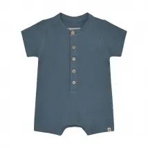 Huttelihut Muslin Playsuit met Korte Mouwen – Zachte Baby Playsuit – Dark Navy - 86