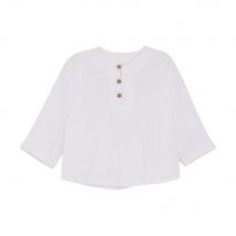 Minymo T-shirt Lange Mouwen Van Muslin - Wit - Maat 62