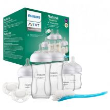 Philips Avent Natural 3.0 Starterset Glas – 5 Babyflessen + Fopspenen & Flessenborstel – Voor Pasgeborenen – BPA-vrij
