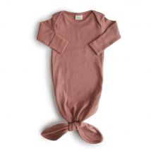 Mushie Ribbed Knotted Baby Gown - Cedar
