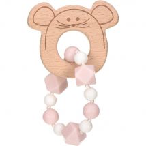 Lässig Houten Bijtring Armband - Mouse (Roos) | Little Chums