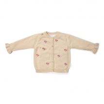 Little Dutch Gebreide Cardigan - Sand Met Bloemetjes