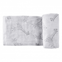 Happy Bear Hydrofiele Doek/Tetradoek/Swaddle/Inbakerdoek In Katoen 120x120 - Blue Giraffe