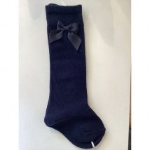 Hoge Kousen Met Strikje Marine Blauw - 23-25