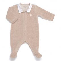 Poetree Kids Velours Babypakje In Camel Met Wit Poplin Kraagje
