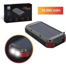 Lideka® Solar Powerbank 30000 mAh - 4x USB - USB C - Snel & Draadloos Opladen