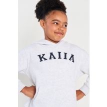 Kaiia Kids Hoodie Light Grey Marl & Navy