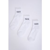Pack of Three Kaiia Slogan Socks White & Black