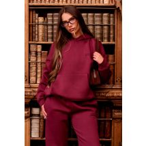 Kaiia Embossed Logo Oversized Hoodie Dark Cherry