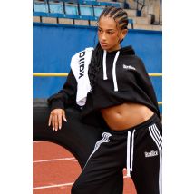 Kaiia Logo Oversized Drawstring Hoodie Black & White