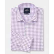 Men's Lilac Cotton Gingham Check Classic Fit Formal Shirt - Single Cuff - Size: 18" x Standard  - Savile Row Company