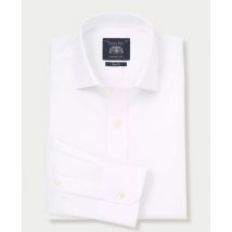 White Cotton Twill Slim Fit Non-Iron Shirt - Single Cuff