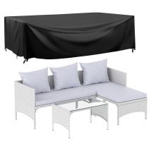 3 Pieces Outdoor PE Rattan Furniture Chaise Conversation Set with Loveseat Sofa, Grey / With Cover