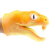 Kids Silicone Dinosaur Hand Puppet Gloves Story Telling Dinosaur Viper Snake Toy, Orange Viper