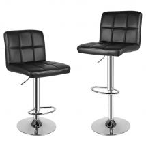 Modern Bar Stools Set of 2 PU Leather Swivel Bar Chairs for Breakfast Bar Kitchen, Black