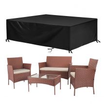 4-Seater Rattan Garden Furniture Patio Conversation Set Table Chairs, Brown / With Cover