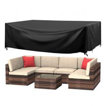 6 Seater Rattan Garden Corner Sofa Coffee Table Furniture Set, With Cover