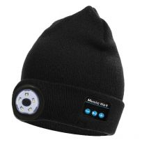 5.0 Wireless Knitted Music Bluetooth Hat with LED Light, Black