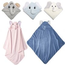 Unisex Baby Soft Warm Elephant Hooded Bath Towel, White
