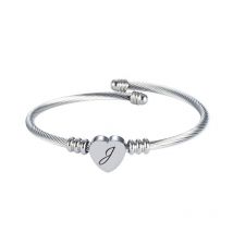 Women Heart 26 Letters Custom Name Stainless Steel Bracelet, Type J