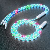 1.2m Luminous Car Streamer Data Cable Line for iOS Android Type-C, Multicolor