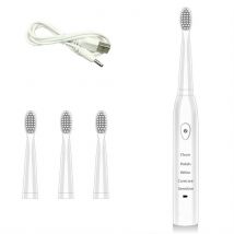 Electric Toothbrush Rechargeable Waterproof Sonic Toothbrush 5 Modes, White