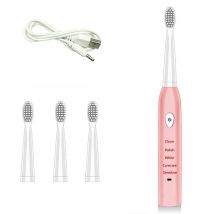 Electric Toothbrush Rechargeable Waterproof Sonic Toothbrush 5 Modes, Pink