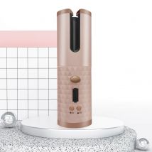 Cordless USB Rechargeable LCD Display Ceramic Automatic Hair Curler, Rose Gold
